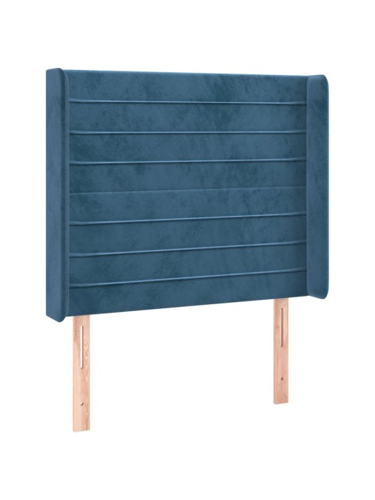 Voodipeats servadega, tumesinine, 83x16x118/128 cm, samet