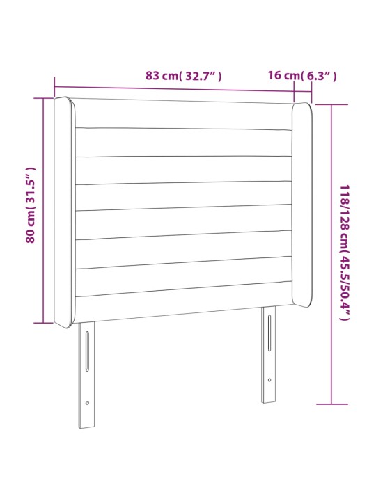 Voodipeats servadega, tumesinine, 83x16x118/128 cm, samet