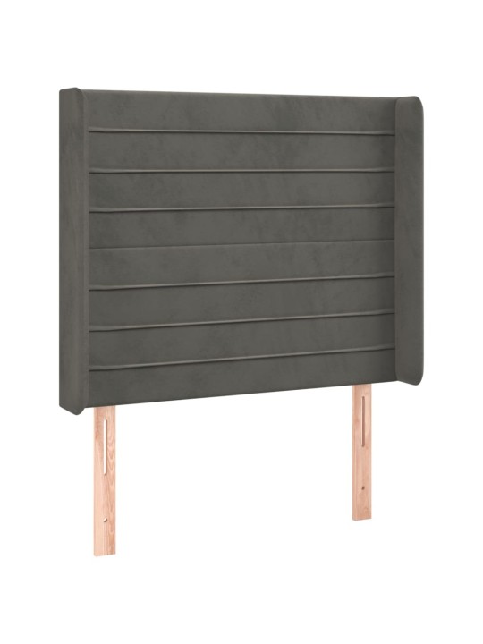Voodipeats servadega, tumehall, 93x16x118/128 cm, samet