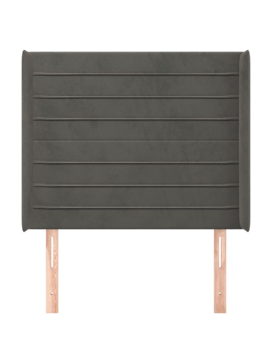 Voodipeats servadega, tumehall, 93x16x118/128 cm, samet