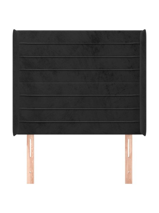 Voodipeats servadega, must, 93x16x118/128 cm, samet
