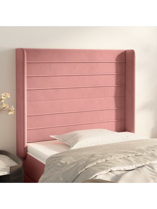 Voodipeats servadega, roosa, 93x16x118/128 cm, samet