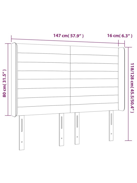 Voodipeats servadega, tumehall, 147x16x118/128 cm, samet