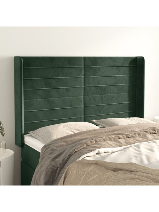 Voodipeats servadega, tumeroheline, 147x16x118/128 cm, samet