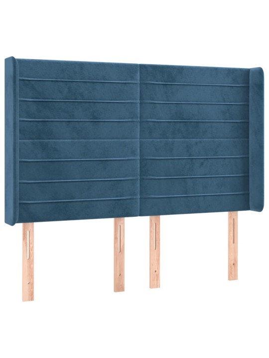 Voodipeats servadega, tumesinine, 147x16x118/128 cm, samet