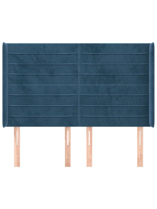 Voodipeats servadega, tumesinine, 147x16x118/128 cm, samet