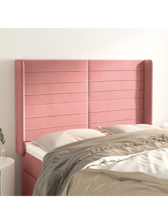 Voodipeats servadega, roosa, 147x16x118/128 cm, samet