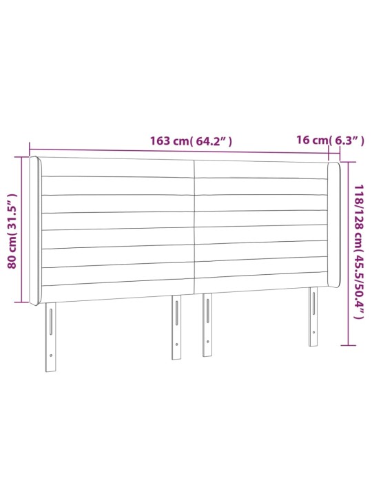 Voodipeats servadega, tumehall, 163x16x118/128 cm, samet