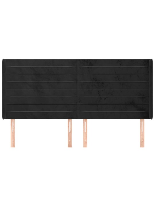 Voodipeats servadega, must, 163x16x118/128 cm, samet