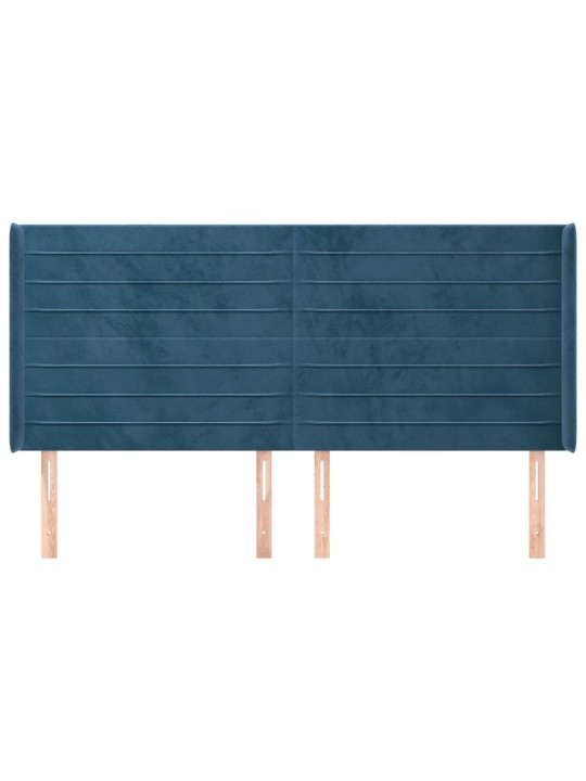 Voodipeats servadega, tumesinine, 163x16x118/128 cm, samet