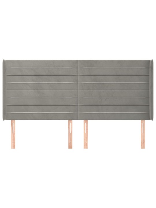 Voodipeats servadega, helehall, 183x16x118/128 cm, samet