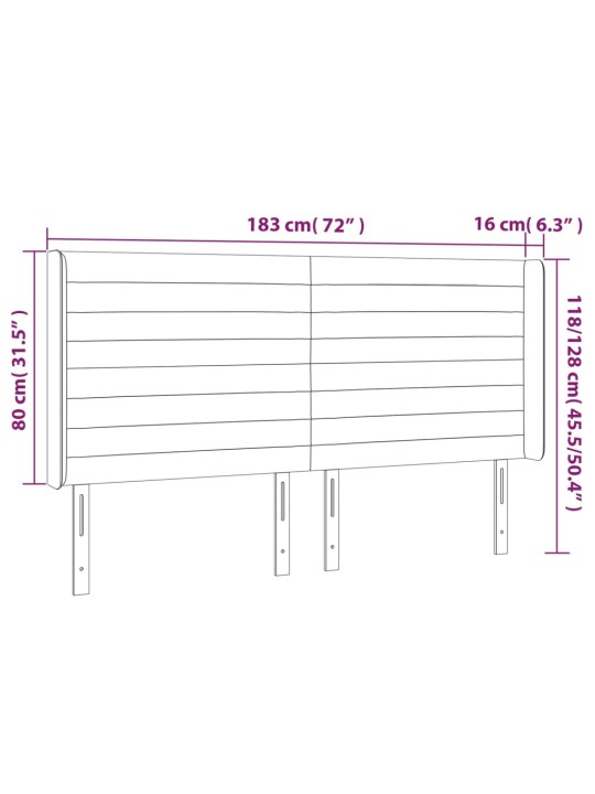 Voodipeats servadega, tumehall, 183x16x118/128 cm, samet