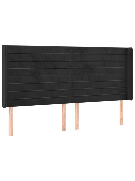 Voodipeats servadega, must, 183x16x118/128 cm, samet