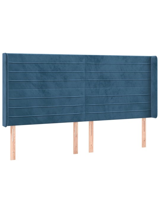 Voodipeats servadega, tumesinine, 183x16x118/128 cm, samet