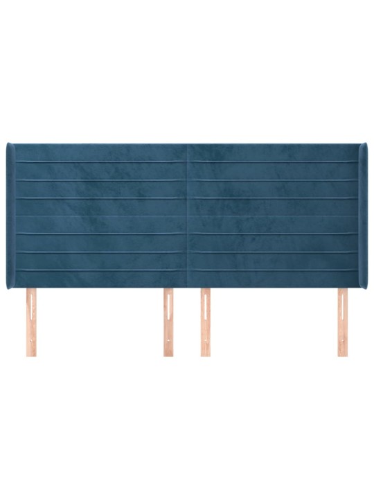 Voodipeats servadega, tumesinine, 183x16x118/128 cm, samet