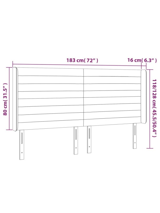 Voodipeats servadega, tumesinine, 183x16x118/128 cm, samet