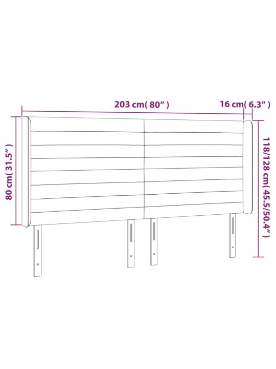 Voodipeats servadega, tumehall, 203x16x118/128 cm, samet