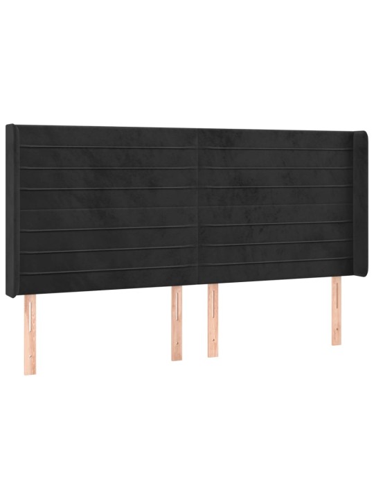 Voodipeats servadega, must, 203x16x118/128 cm, samet