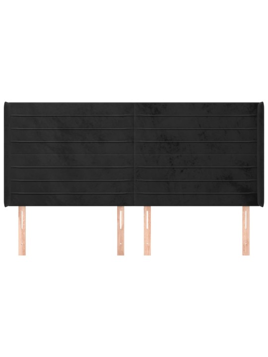 Voodipeats servadega, must, 203x16x118/128 cm, samet