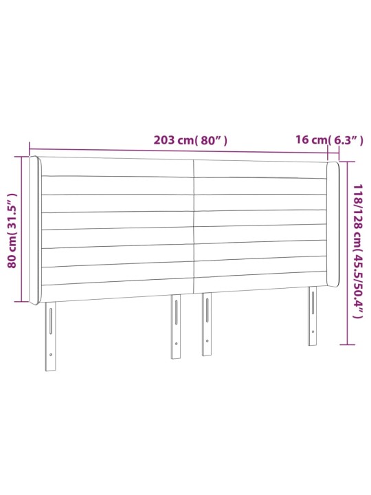 Voodipeats servadega, must, 203x16x118/128 cm, samet