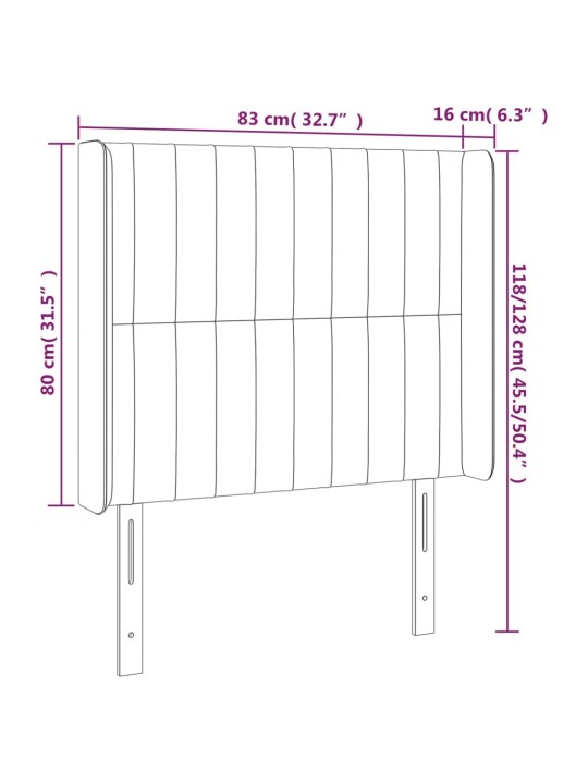 Voodipeats servadega, must, 83x16x118/128 cm, kangas