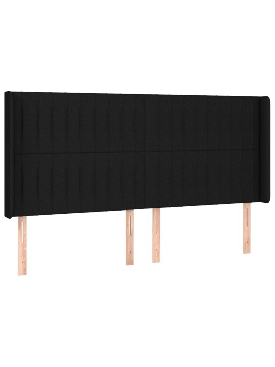 Voodipeats servadega, must, 163x16x118/128 cm, kangas