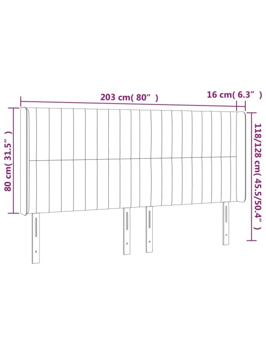 Voodipeats servadega, must, 203x16x118/128 cm, kangas