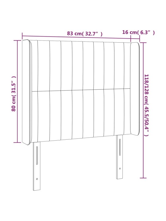 Voodipeats servadega, tumesinine, 83x16x118/128 cm, samet