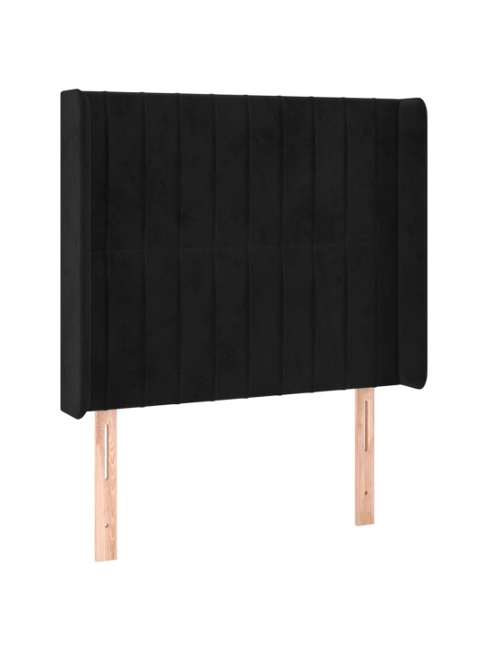 Voodipeats servadega, must, 93x16x118/128 cm, samet