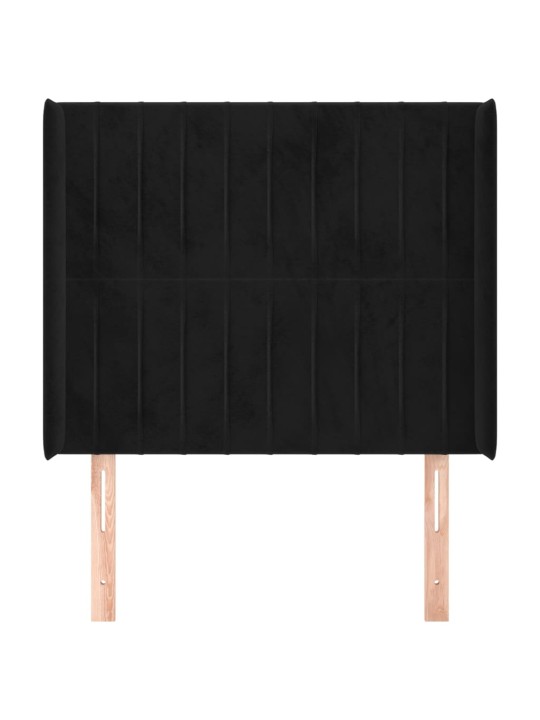 Voodipeats servadega, must, 93x16x118/128 cm, samet