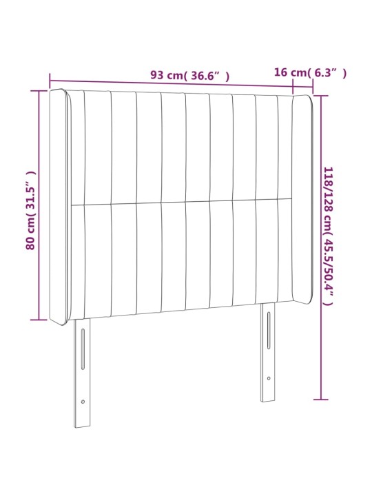 Voodipeats servadega, must, 93x16x118/128 cm, samet