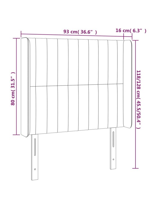 Voodipeats servadega, tumeroheline, 93x16x118/128 cm, samet