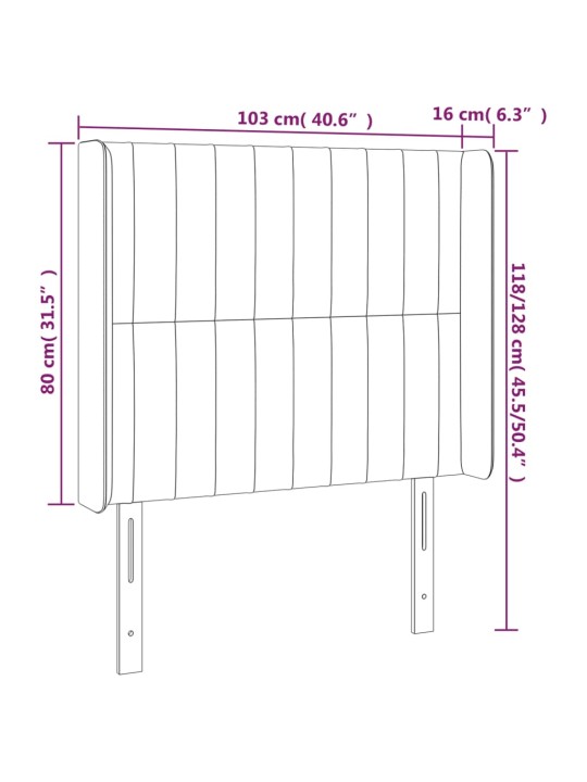 Voodipeats servadega, helehall, 103x16x118/128 cm, samet