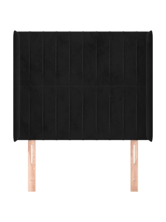Voodipeats servadega, must, 103x16x118/128 cm, samet