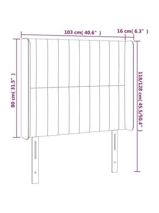 Voodipeats servadega, tumeroheline, 103x16x118/128 cm, samet