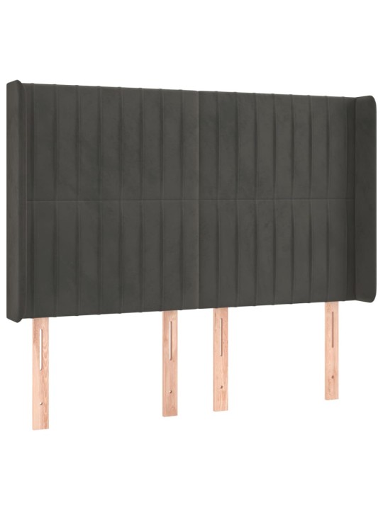 Voodipeats servadega, tumehall, 147x16x118/128 cm, samet