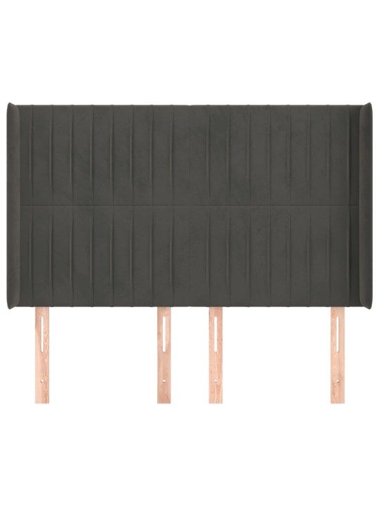 Voodipeats servadega, tumehall, 147x16x118/128 cm, samet