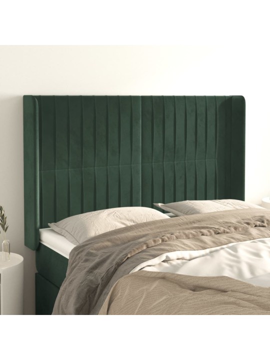 Voodipeats servadega, tumeroheline, 147x16x118/128 cm, samet