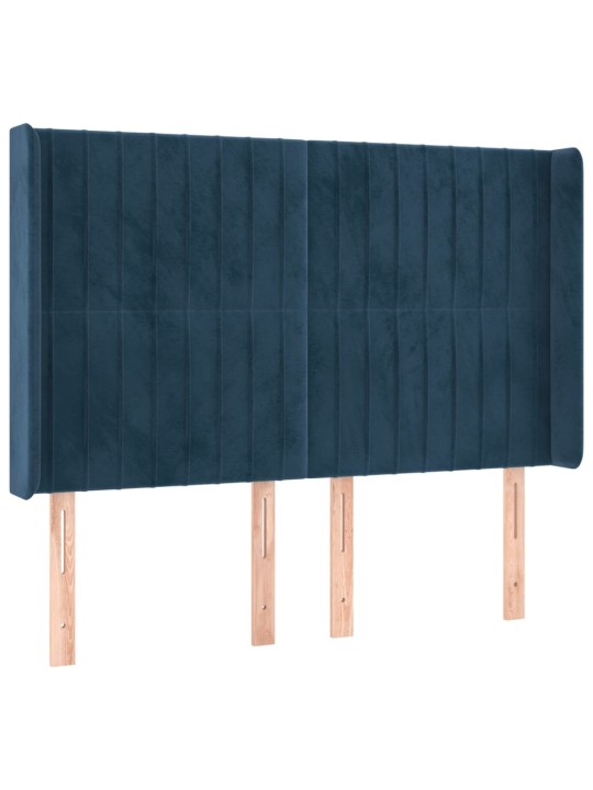 Voodipeats servadega, tumesinine, 147x16x118/128 cm, samet