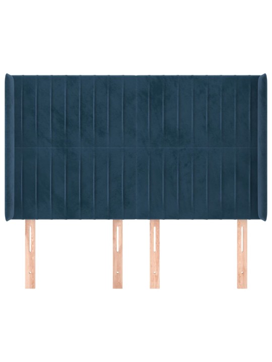 Voodipeats servadega, tumesinine, 147x16x118/128 cm, samet