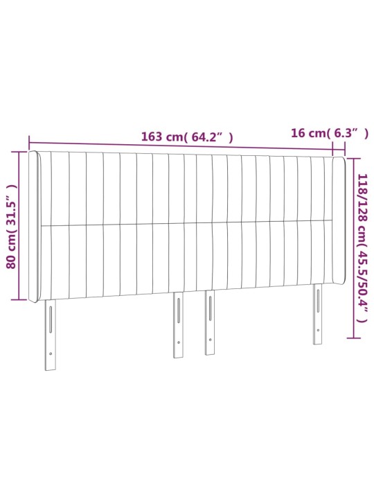 Voodipeats servadega, tumehall, 163x16x118/128 cm, samet