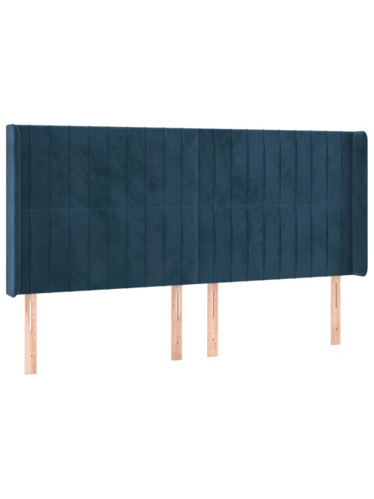 Voodipeats servadega, tumesinine, 163x16x118/128 cm, samet