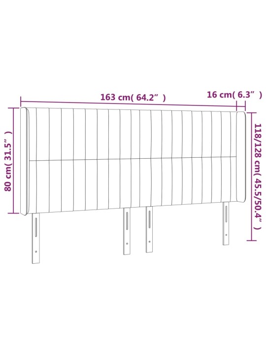Voodipeats servadega, tumesinine, 163x16x118/128 cm, samet