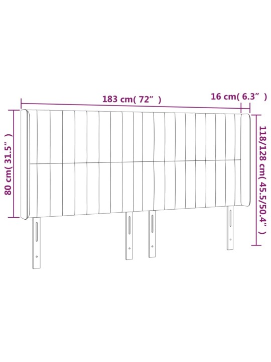 Voodipeats servadega, tumehall, 183x16x118/128 cm, samet