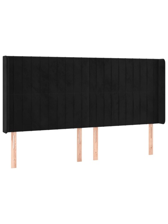 Voodipeats servadega, must, 183x16x118/128 cm, samet