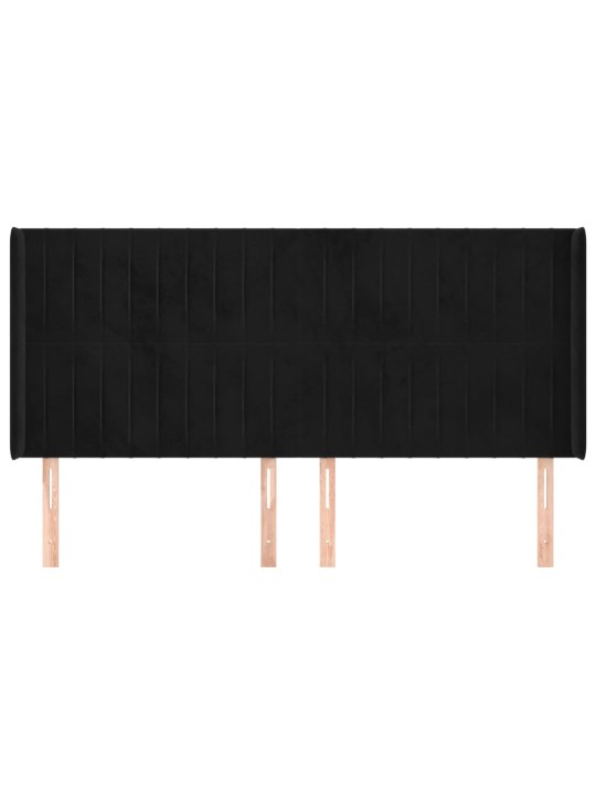 Voodipeats servadega, must, 183x16x118/128 cm, samet