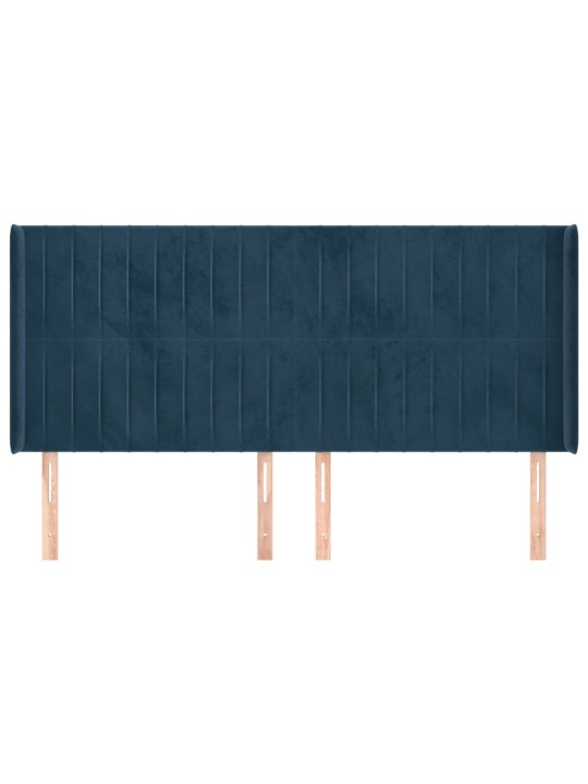 Voodipeats servadega, tumesinine, 183x16x118/128 cm, samet