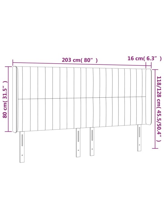 Voodipeats servadega, tumeroheline, 203x16x118/128 cm, samet