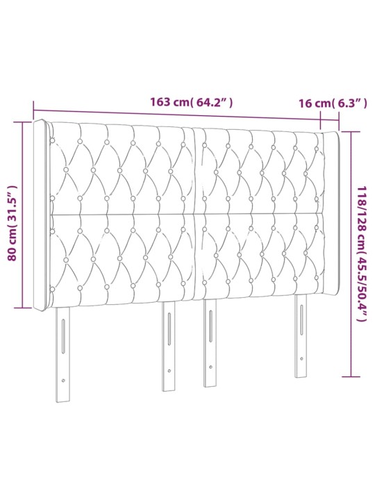 Voodipeats servadega, pruunikashall, 163x16x118/128 cm, kangas