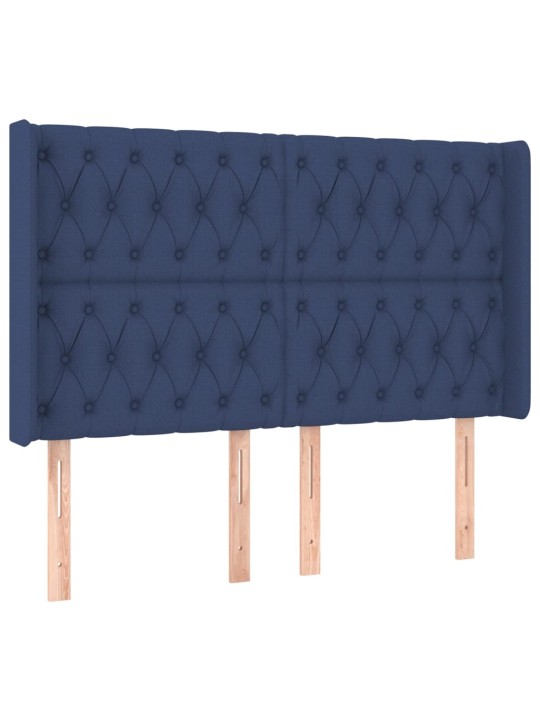 Voodipeats servadega, sinine, 163x16x118/128 cm, kangas